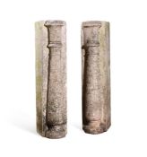 A PAIR OF CARVED MARBLE HALF COLUMNS OR JAMBS, LATE 18TH OR 19TH CENTURY