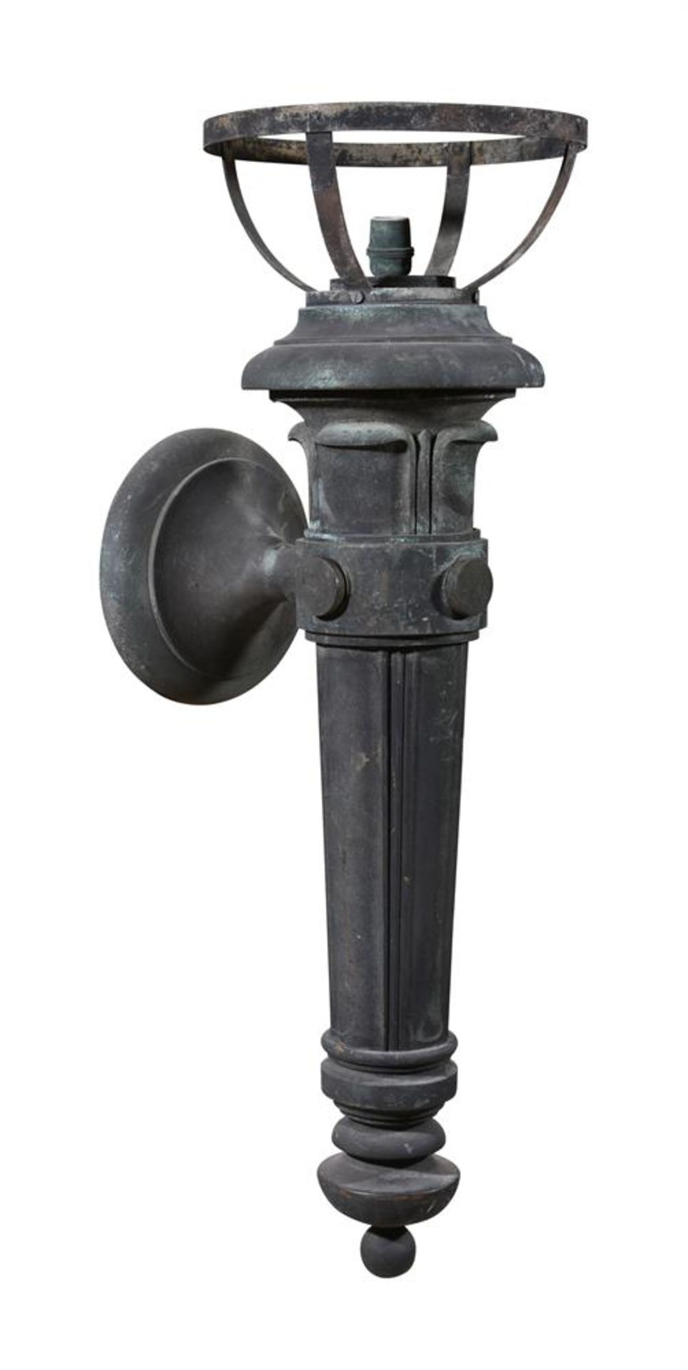 A PAIR OF VERY LARGE WILLIAM IV BRONZE WALL MOUNTED LAMPS OR TORCHERES, CIRCA 1835 - Image 2 of 6