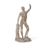 AFTER JEAN-ANTOINE HOUDON (1741-1828), A PATINATED PLASTER ÉCORCHÉ OF A FLAYED MAN
