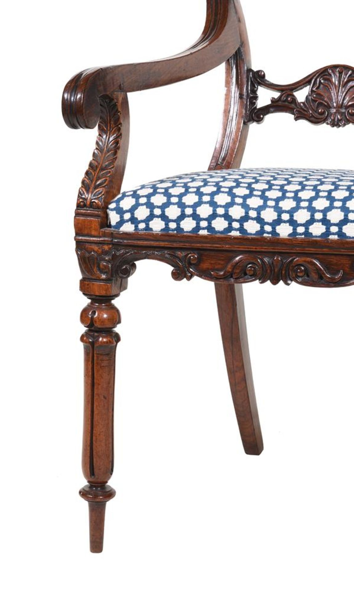 Y AN ANGLO-INDIAN CARVED PADOUK OPEN ARMCHAIR, CIRCA 1835 - Bild 3 aus 3