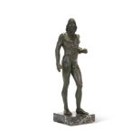 A BRONZED RESIN AND PLASTER STATUE OF A RIACE WARRIOR, MID TO LATE 20TH CENTURY