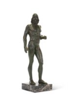A BRONZED RESIN AND PLASTER STATUE OF A RIACE WARRIOR, MID TO LATE 20TH CENTURY