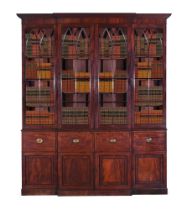 A GEORGE III MAHOGANY BREAKFRONT BOOKCASE, EARLY 19TH CENTURY