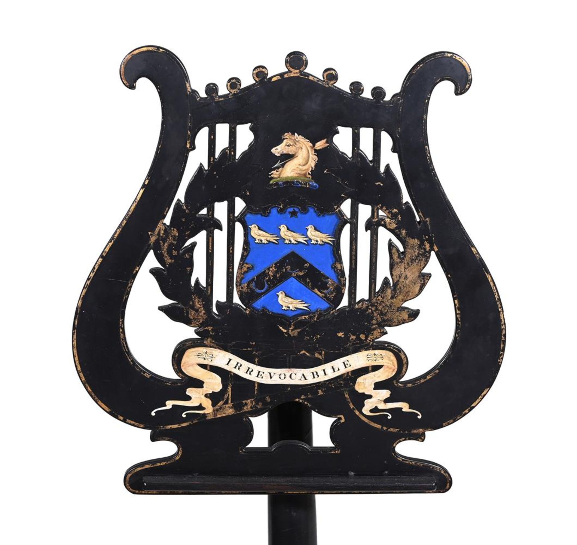 A VICTORIAN EBONISED AND POLYCHROME PAINTED ADJUSTABLE MUSIC STAND, LATE 19TH CENTURY - Bild 2 aus 4