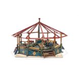 A SCRATCHBUILT PAINTED WOOD AND METAL SCALE MODEL OF A CAROUSEL, 20TH CENTURY