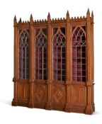 A VICTORIAN OAK LIBRARY BOOKCASE IN GOTHIC REVIVAL TASTE, SECOND HALF 19TH CENTURY
