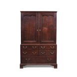 A GEORGE II OAK PRESS CUPBOARD, MID 18TH CENTURY