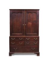 A GEORGE II OAK PRESS CUPBOARD, MID 18TH CENTURY