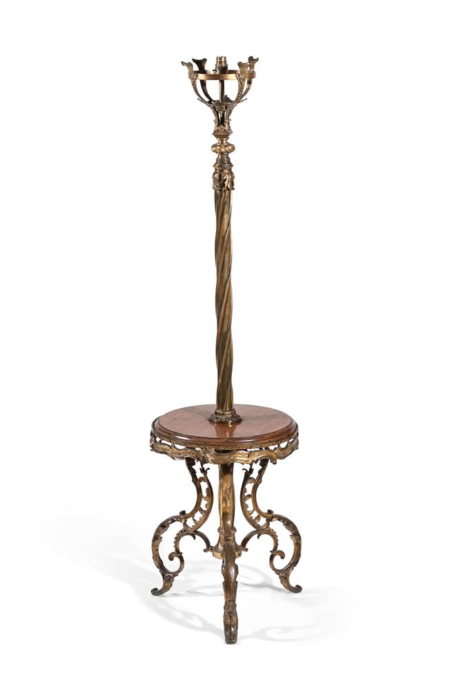 A BRASS STANDARD LAMP, MID 19TH CENTURY - Image 2 of 4