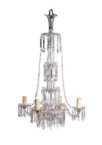 A CUT GLASS THREE LIGHT CHANDELIER, SECOND HALF 19TH CENTURY