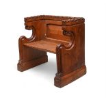 A VICTORIAN GOTHIC REVIVAL CARVED OAK HALL BENCH, LATE 19TH OR EARLY 20TH CENTURY