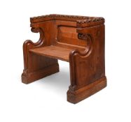 A VICTORIAN GOTHIC REVIVAL CARVED OAK HALL BENCH, LATE 19TH OR EARLY 20TH CENTURY
