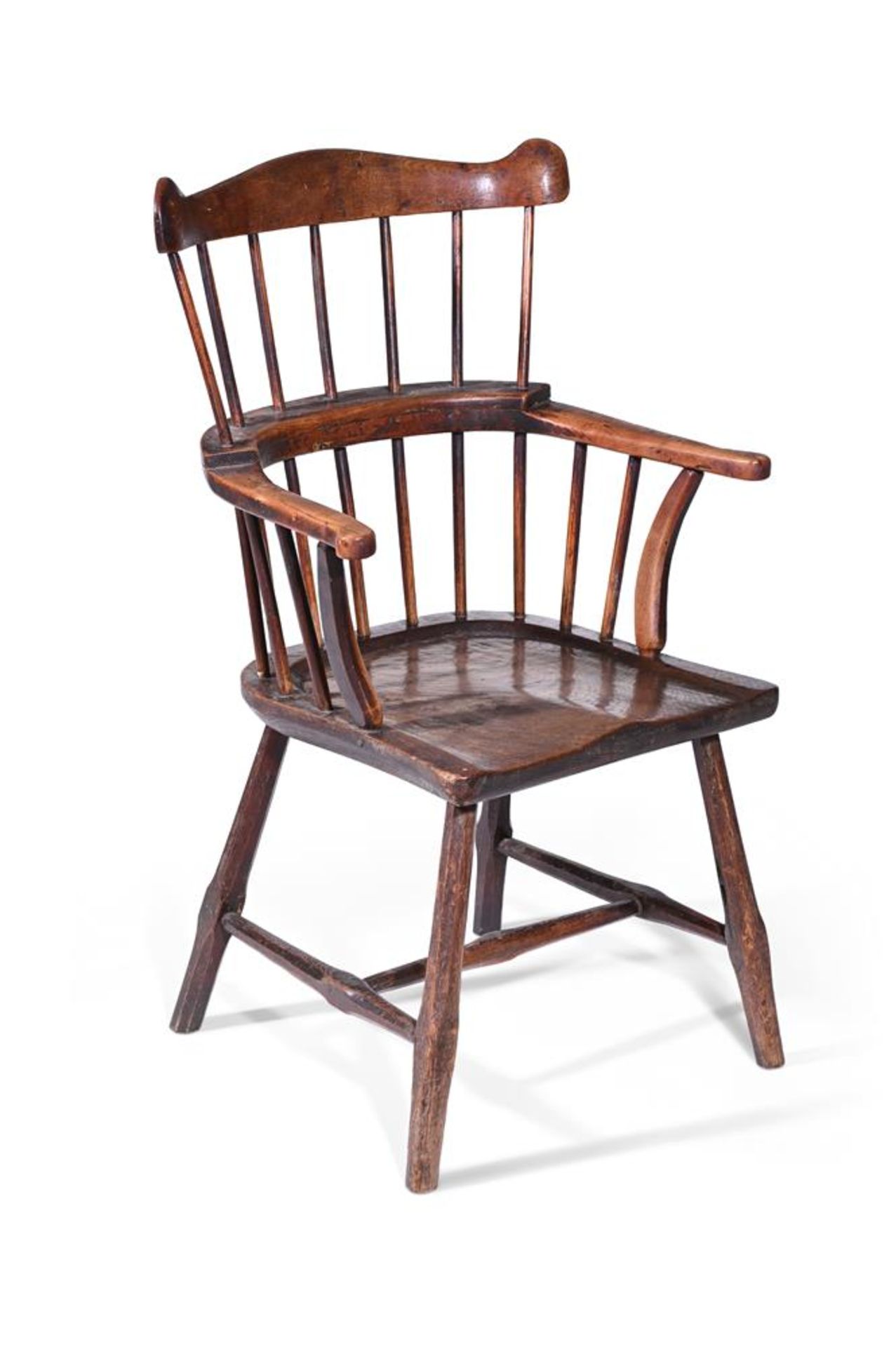 AN ELM AND ASH STICK BACK ARMCHAIR, PROBABLY WELSH, 18TH CENTURY