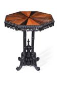 Y AN ANGLO INDIAN EBONY AND SPECIMEN PARQUETRY OCTAGONAL TABLE, 19TH CENTURY