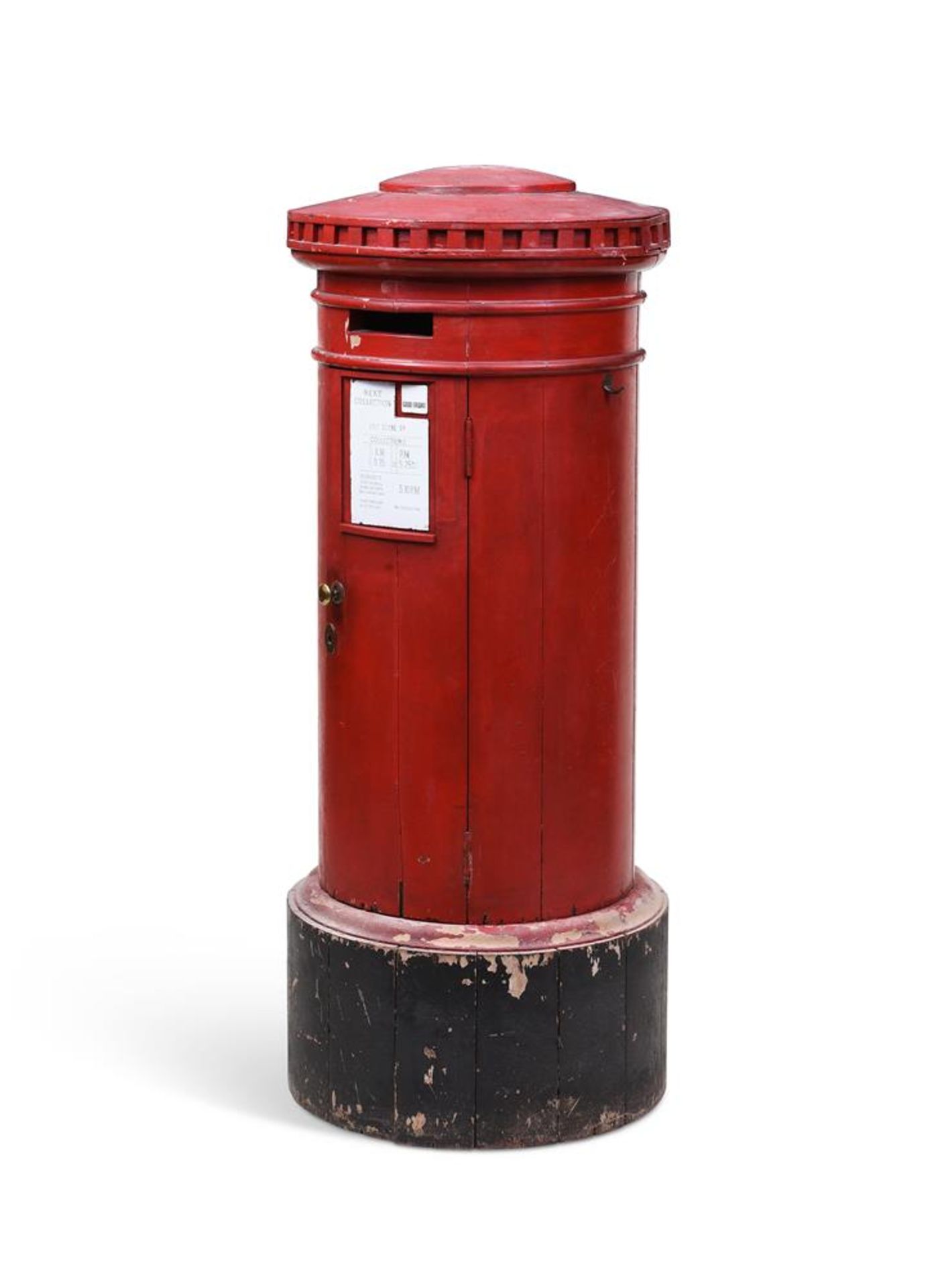 A RARE LATE VICTORIAN 'COUNTRY HOUSE' CARVED AND PAINTED WOOD PILLAR POST BOX, LATE 19TH CENTURY