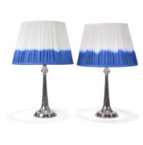 A PAIR OF SILVERED TABLE LAMPS, CIRCA 1900