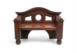 A VICTORIAN CARVED OAK HALL BENCH, SECOND HALF 19TH CENTURY