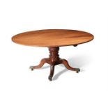 Y AN ANGLO-INDIAN CARVED PADOUK CIRCULAR CENTRE OR BREAKFAST TABLE, 19TH CENTURY