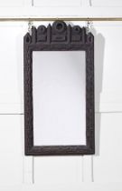 A VICTORIAN CARVED WOOD MIRROR, DATED 1899 TO FRAME