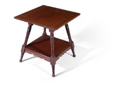 A VICTORIAN MAHOGANY TWO TIER OCCASIONAL TABLE, AFTER DESIGNS BY CHARLES EASTLAKE