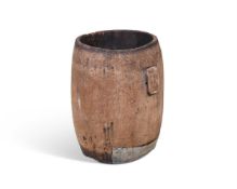 A LARGE PALMWOOD PLANTER OR LOG BIN, LATE 19TH OR EARLY 20TH CENTURY