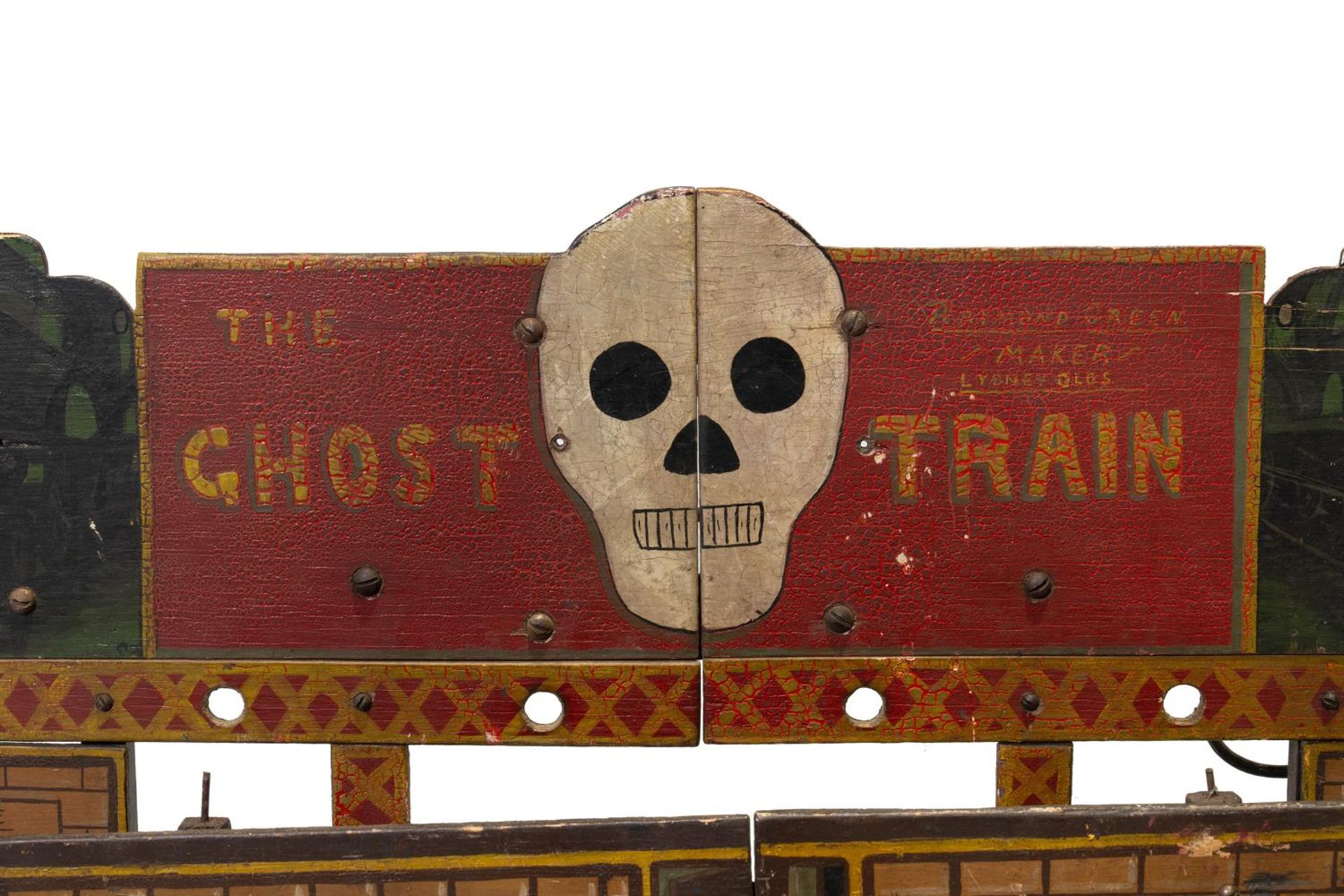 A SCRATCHBUILT PAINTED WOOD AND METAL SCALE MODEL AMUSEMENT GHOST TRAIN RIDE, 20TH CENTURY - Image 2 of 5