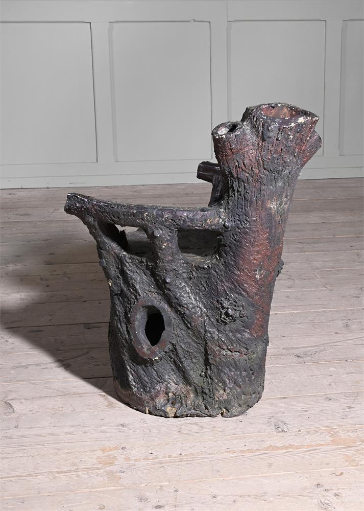 A RARE FAUX BOIS TERRACOTTA GROTTO OR CONSERVATORY SEAT ATTRIBUTED TO JULIUS WHITEHEAD - Image 3 of 3