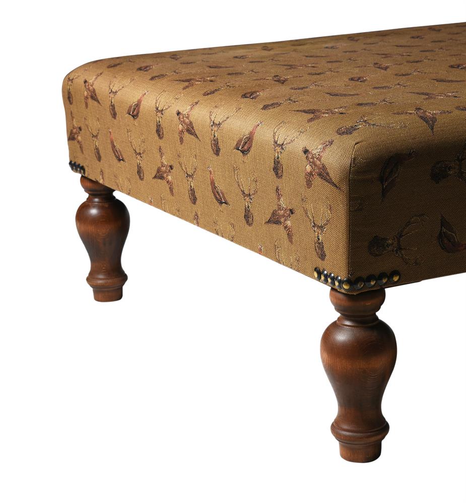 A LARGE BEECH AND UPHOLSTERED CENTRE STOOL, SCOTTISH - Image 3 of 3