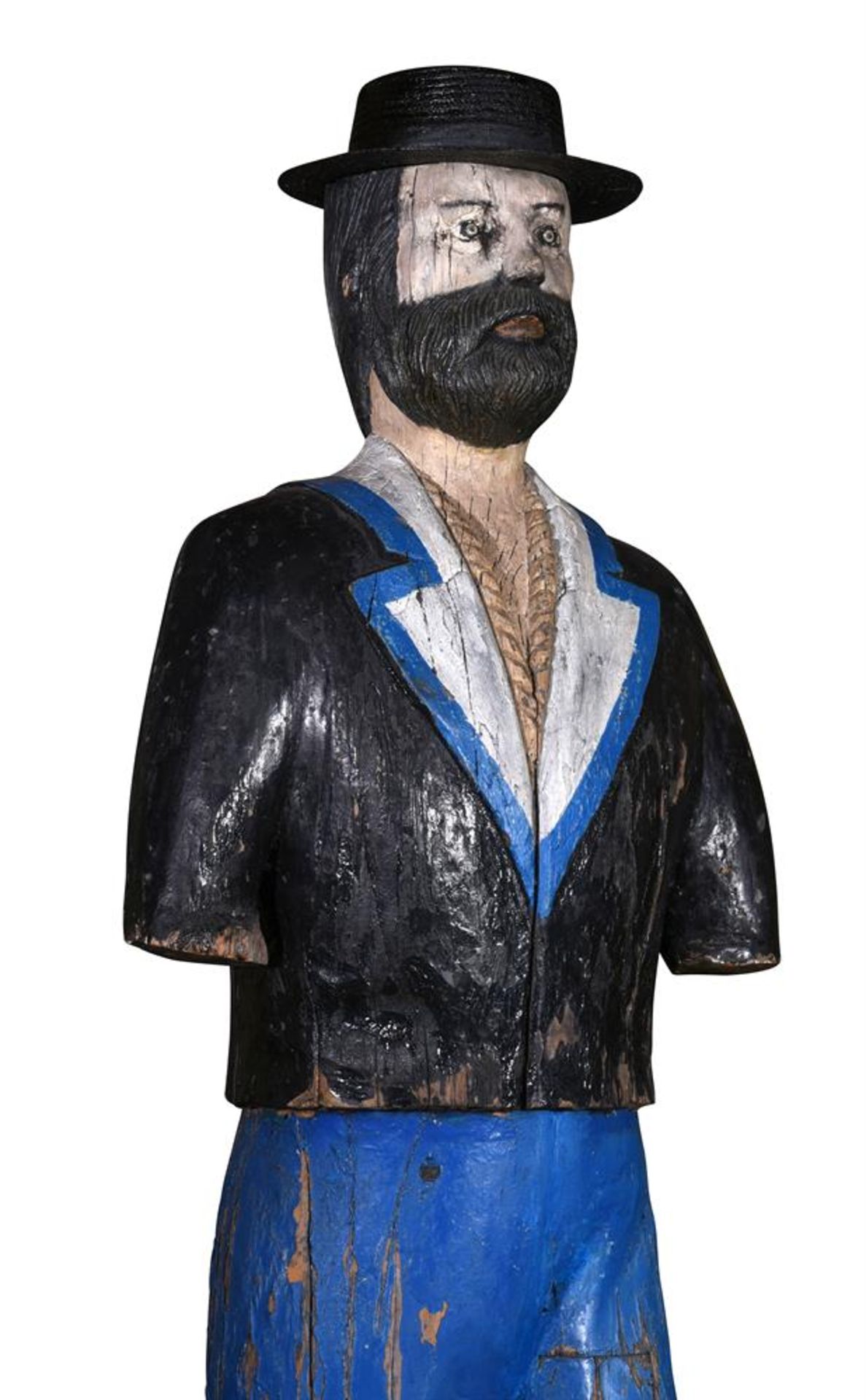 A LIFESIZE CARVED AND POLYCHROME PAINTED PINE FIGURE OF A SAILOR, MID 19TH CENTURY - Image 4 of 5