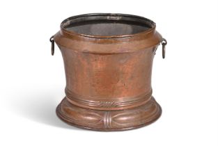 A LARGE COPPER CISTERN OR LOG BUCKET, 19TH CENTURY