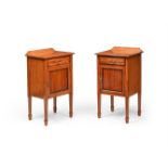 Y A PAIR OF VICTORIAN SATINWOOD AND KINGWOOD BANDED BEDSIDE CUPBOARDS, LATE 19TH CENTURY