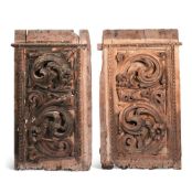A PAIR OF PORTUGUESE CARVED GILTWOOD ARCHITECTURAL PANELS