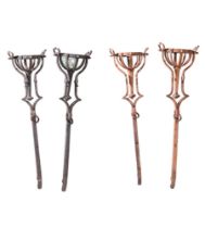 A SET OF FOUR WROUGHT IRON TORCHERES, 19TH OR 20TH CENTURY