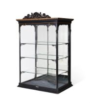 AN UNUSUAL VICTORIAN EBONISED DISPLAY CABINET, CIRCA 1880