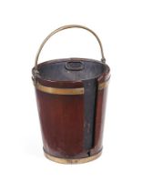 A GEORGE III MAHOGANY AND BRASS BOUND PLATE BUCKET, CIRCA 1790