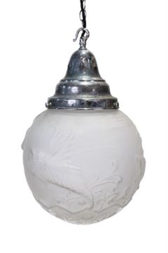 A CAST AND ACID ETCHED GLASS PENDANT LIGHT, ATTRIBUTED TO DAUM, FRENCH, CIRCA 1930
