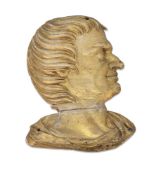 A CARVED GILTWOOD PROFILE PORTRAIT PLAQUE, LATE 18TH OR EARLY 19TH CENTURY