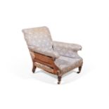 A VICTORIAN WALNUT AND UPHOLSTERED 'WILLOUGHBY' ARMCHAIR BY HOWARD & SONS, LATE 19TH CENTURY