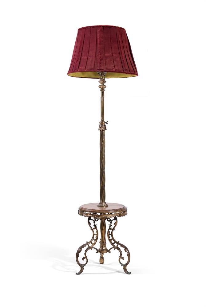 A BRASS STANDARD LAMP, MID 19TH CENTURY