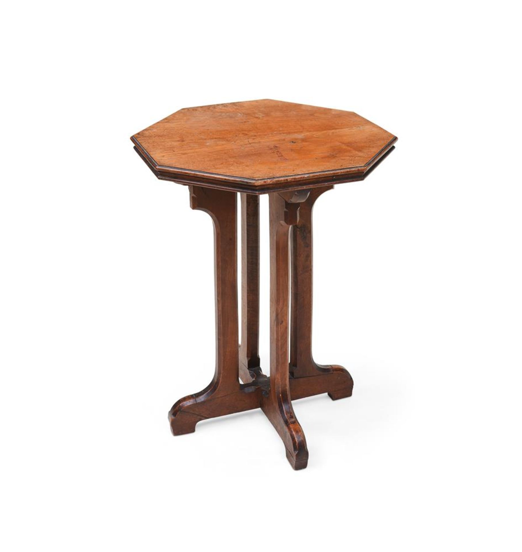 A WALNUT REFORMED GOTHIC OCTAGONAL TABLE, CIRCA 1880