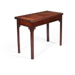 A GEORGE III CARVED MAHOGANY CONCERTINA ACTION CARD TABLE, CIRCA 1760T