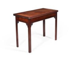 A GEORGE III CARVED MAHOGANY CONCERTINA ACTION CARD TABLE, CIRCA 1760T