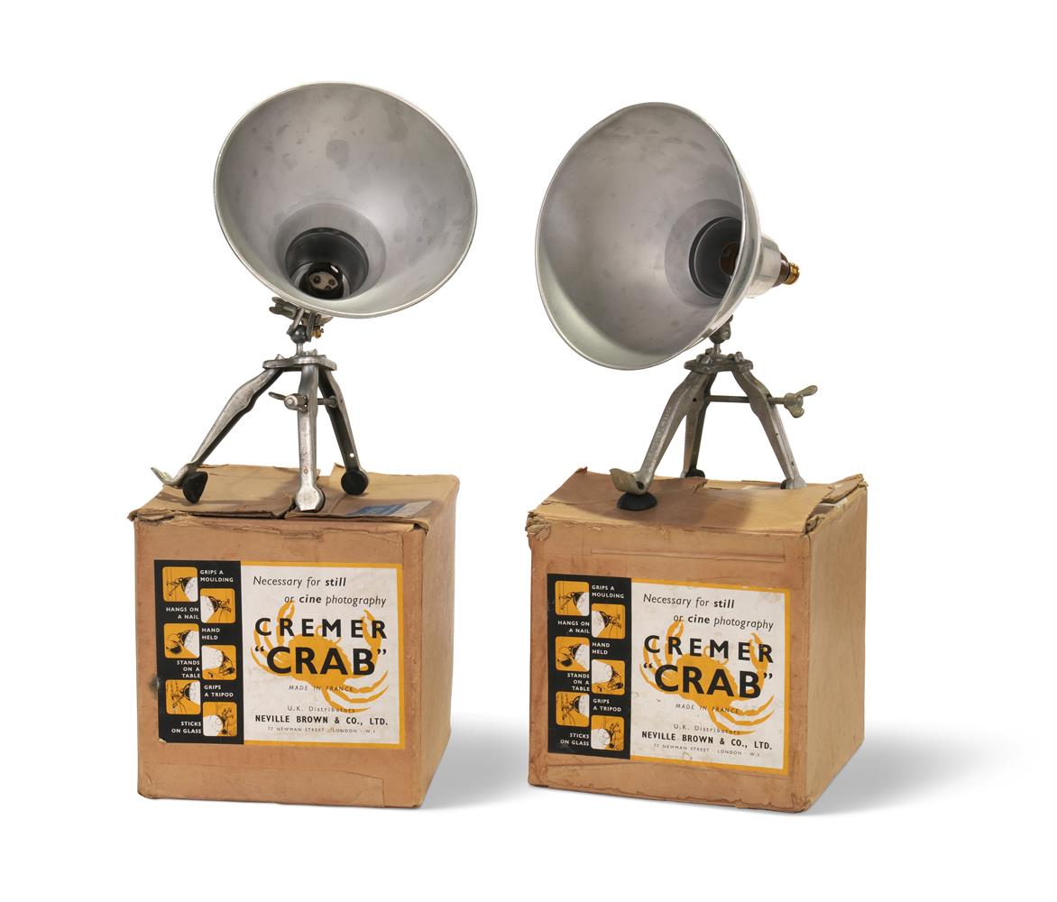 TWO 'CREMER CRAB' CLAMP LIGHTS BY A.E. CREMER, PARIS, 20TH CENTURY