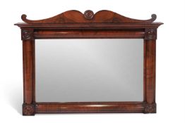 Y A WILLIAM IV CARVED ROSEWOOD OVERMANTLE MIRROR, CIRCA 1835
