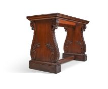 A REGENCY CARVED OAK CENTRE TABLE, IN THE MANNER OF MACK, WILLIAMS & GIBTON, CIRCA 1820