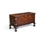 Y A DUTCH COLONIAL EXOTIC HARDWOOD AND BRASS BOUND CHESTMID 18TH CENTURY