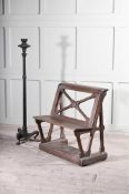 A LIMED OAK GOTHIC REVIVAL BENCH OR HALL SEAT, SECOND HALF 19TH CENTURY