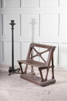 A LIMED OAK GOTHIC REVIVAL BENCH OR HALL SEAT, SECOND HALF 19TH CENTURY