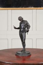 AFTER THE ANTIQUE, AN NEAPOLITAN BRONZE FIGURE OF NARCISSUS CAST BY SABATINO, LATE 19TH CENTURY