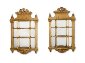 A PAIR OF VICTORIAN CARVED GILTWOOD AND GESSO MIRRORS, LATE 19TH CENTURY
